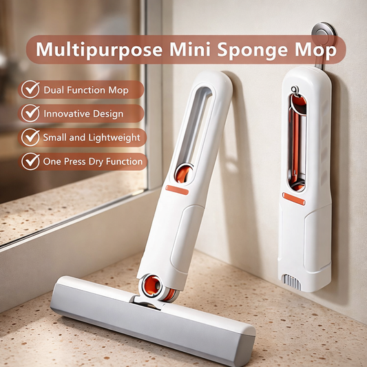 Portable Mini Mop with One-Press Water Squeeze