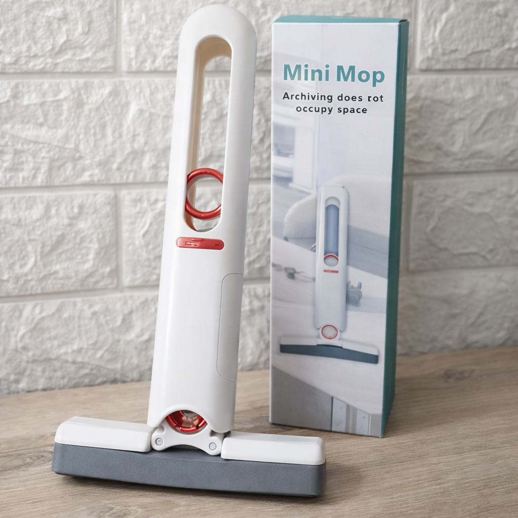 Portable Mini Mop with One-Press Water Squeeze
